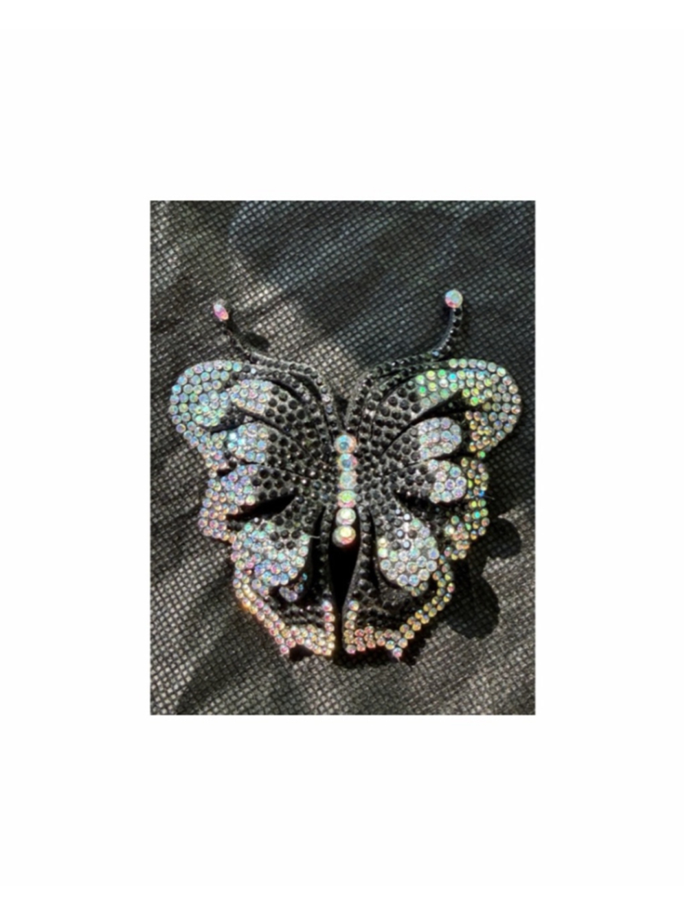 Unbranded Felt Butterfly Brooch One Size Black Iridescent